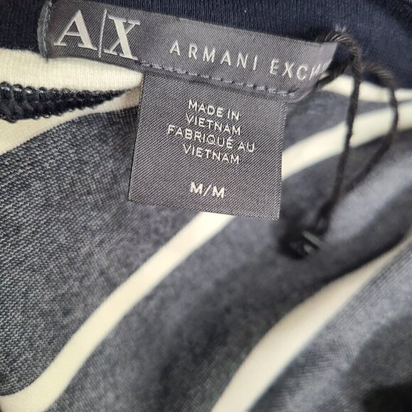 Armani Exchange Striped Black White off shoulder Bodycon Mini Dress - Picture 5 of 6